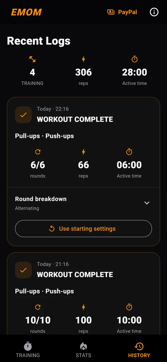 EMOM — Workout history